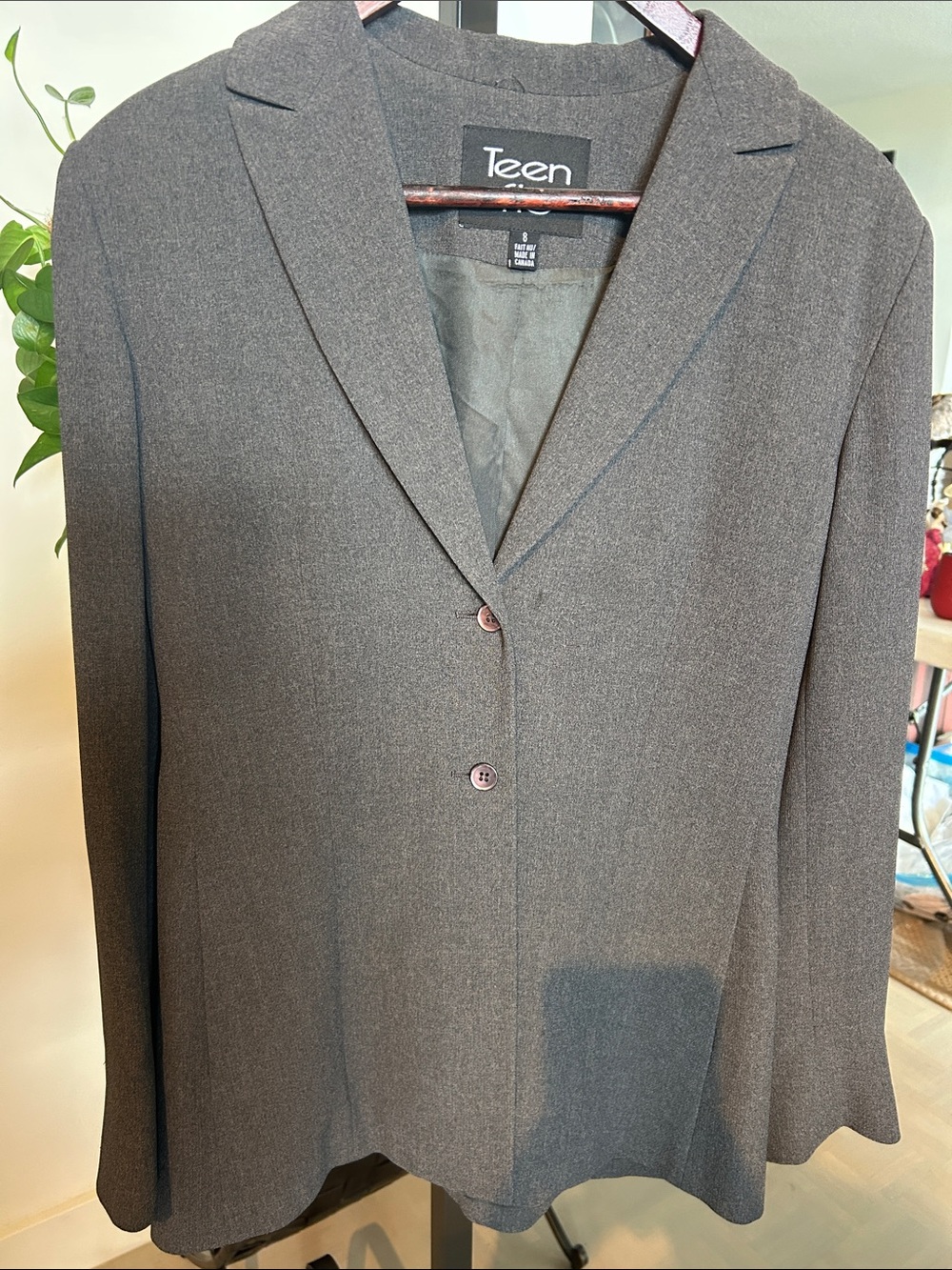 Women's Dark taupe mix Blazer Jacket. Side pockets classic design high quality